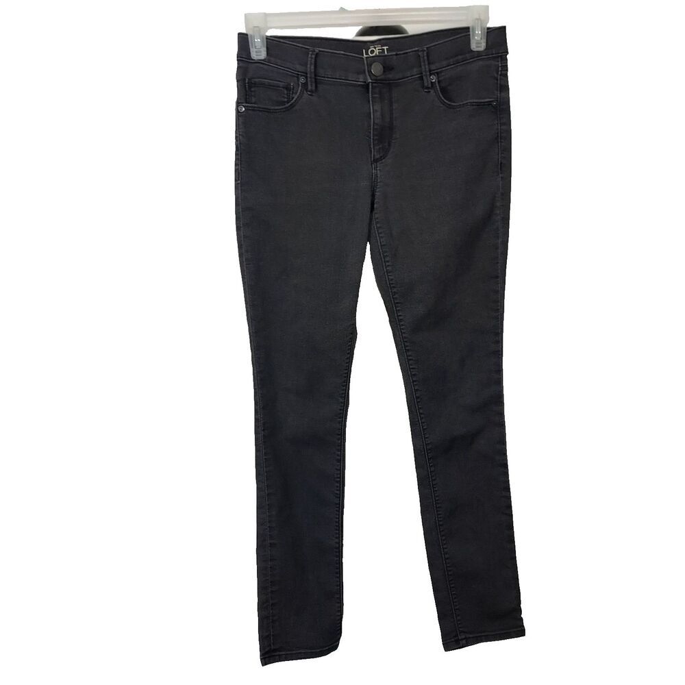 Ann Taylor LOFT Modern Skinny Women's 28/6 Mid Rise Stretch Black Jeans 31x29